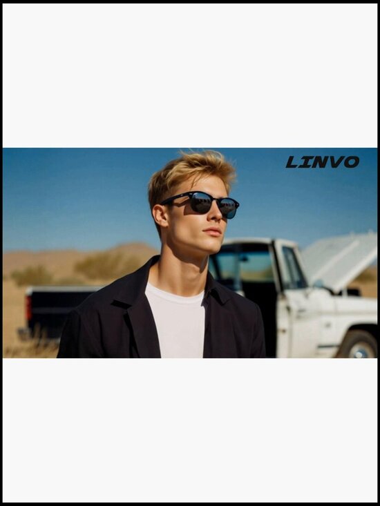 Polarized Semi Rimless Sunglasses, Classic Retro Shades, UV Protection main image 4